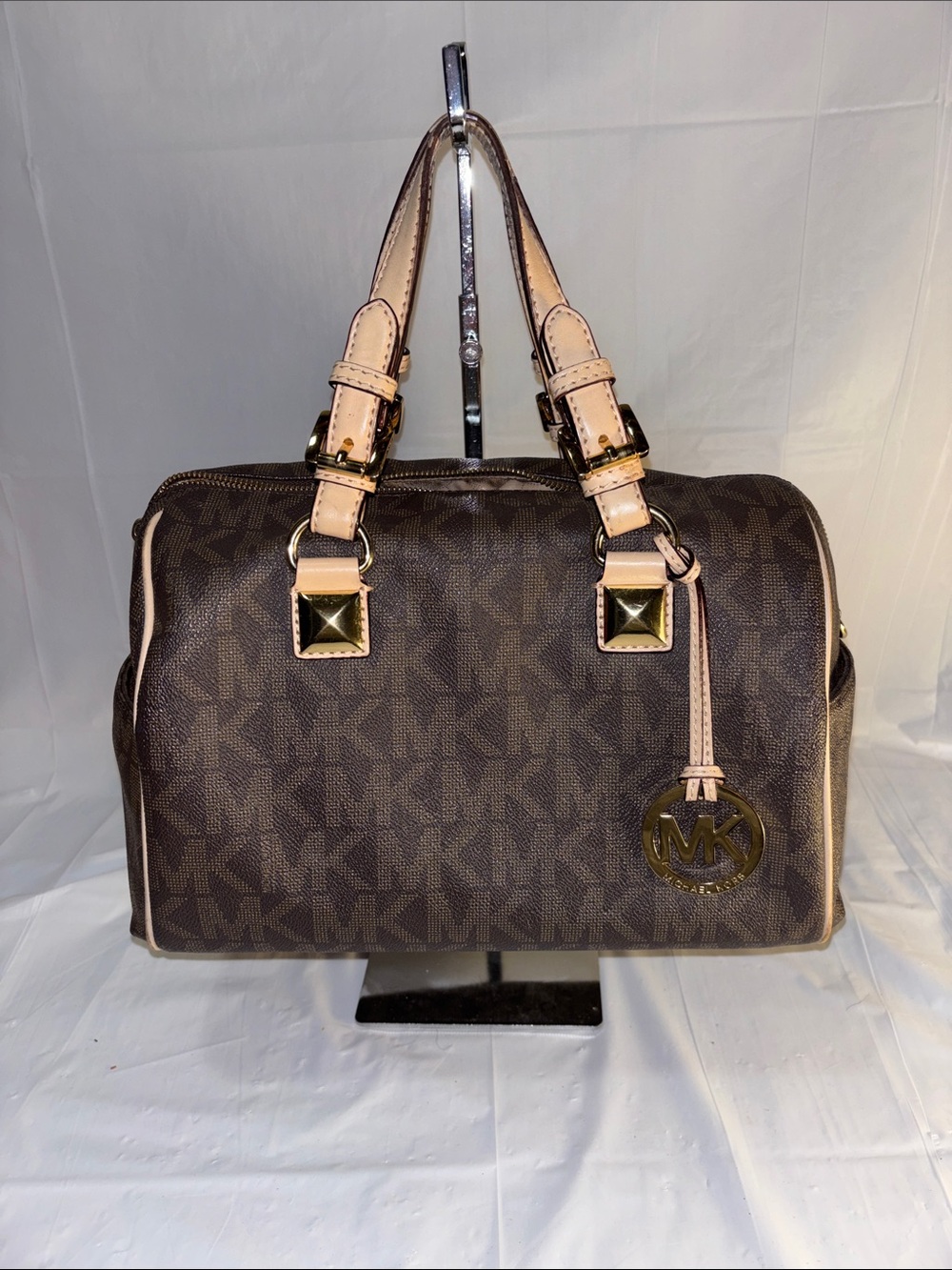 Michael Kors Dark Brown Tote with Gold Hardware and MK Charm (Dems: L12W7H91/2)
